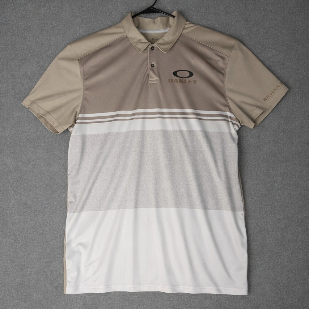 Oakley Golf Polo Shirt XL Beige Performance Stretch Richard Mille Mens